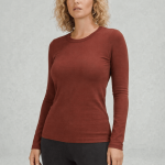 SKIMS COTTON JERSEY LONG SLEEVE T SHIRT BRICK